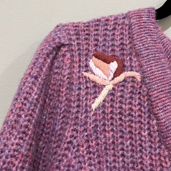 LoveShackFancy Ridge Embroidered Recycled Knitted Sweater Jumper Size XL Magenta - Picture 8 of 13